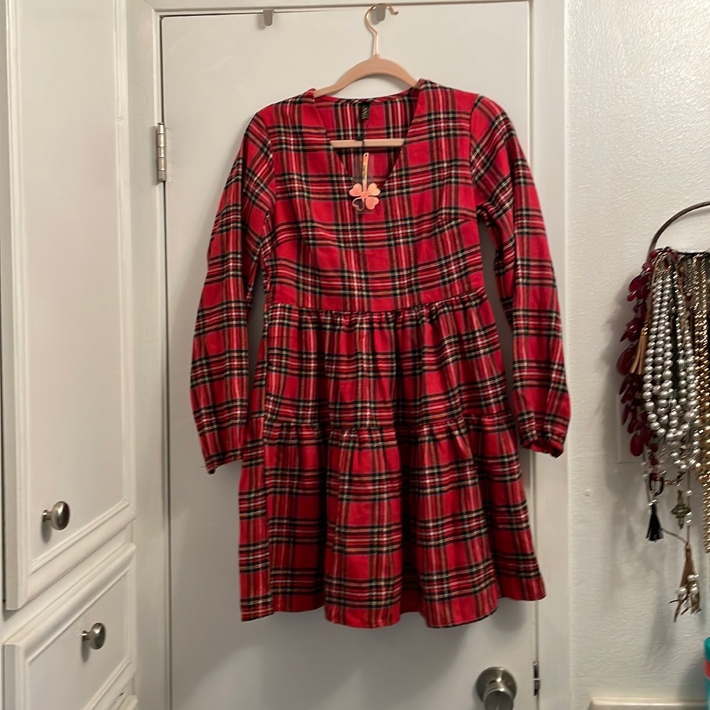 Red plaid dress